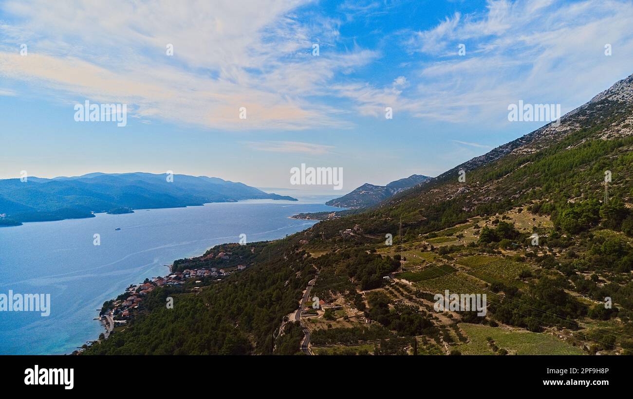 Croatie, Orebic, Pljesac. Photographie aérienne. Banque D'Images