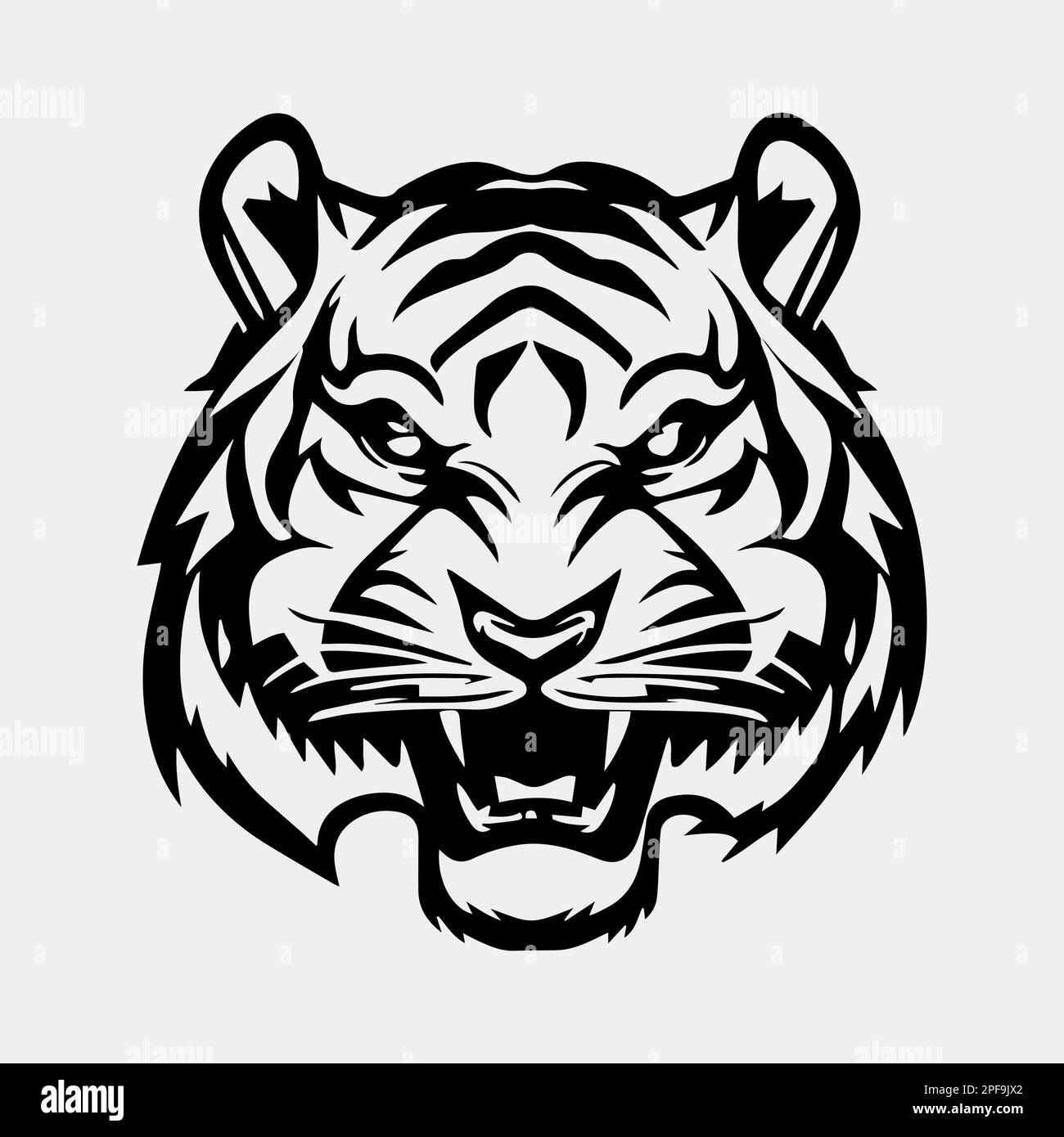 motif mascotte logo tatouage tête de tigre Illustration de Vecteur