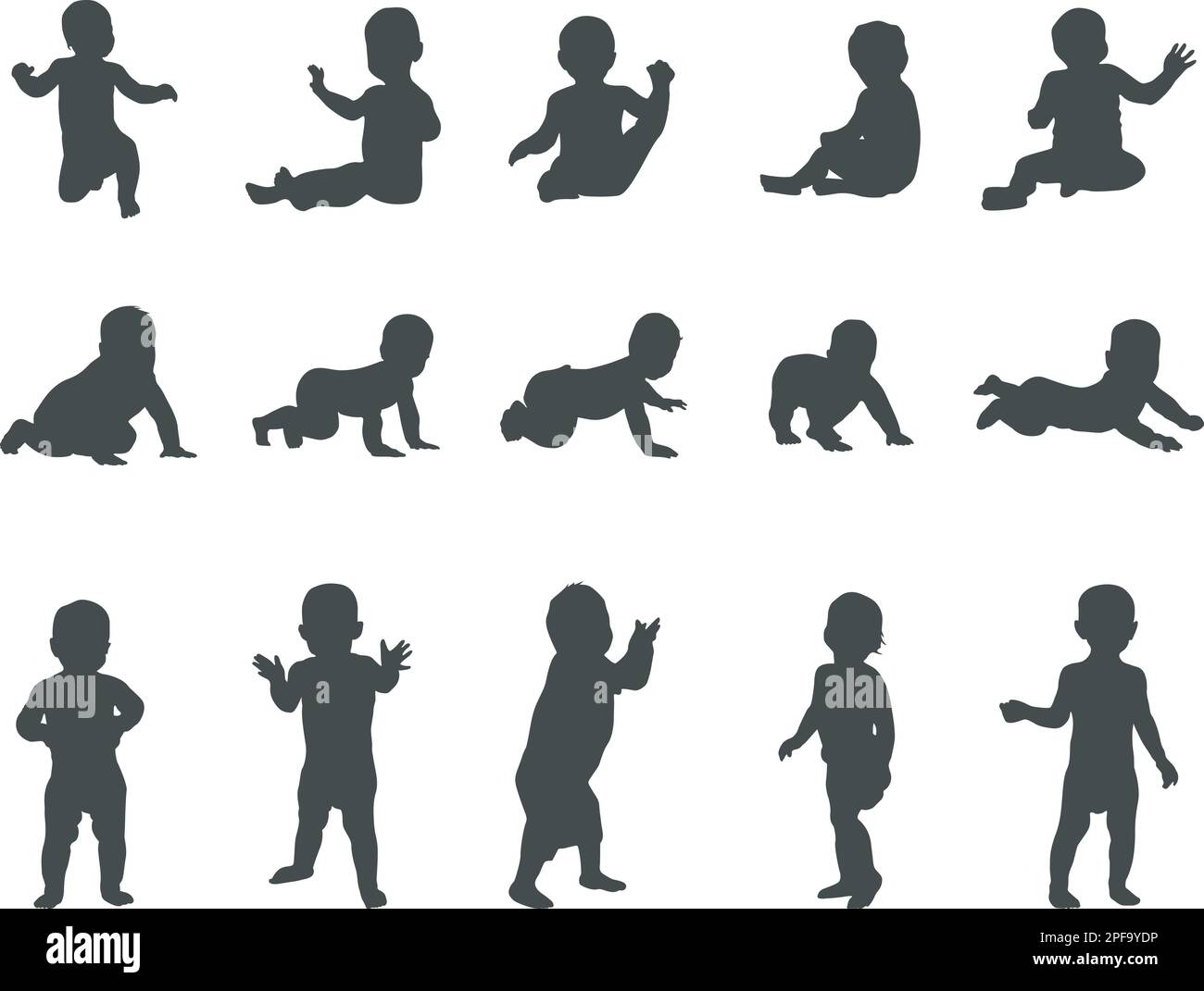 Silhouette de la collection bébé, silhouette d'activité bébé Illustration de Vecteur