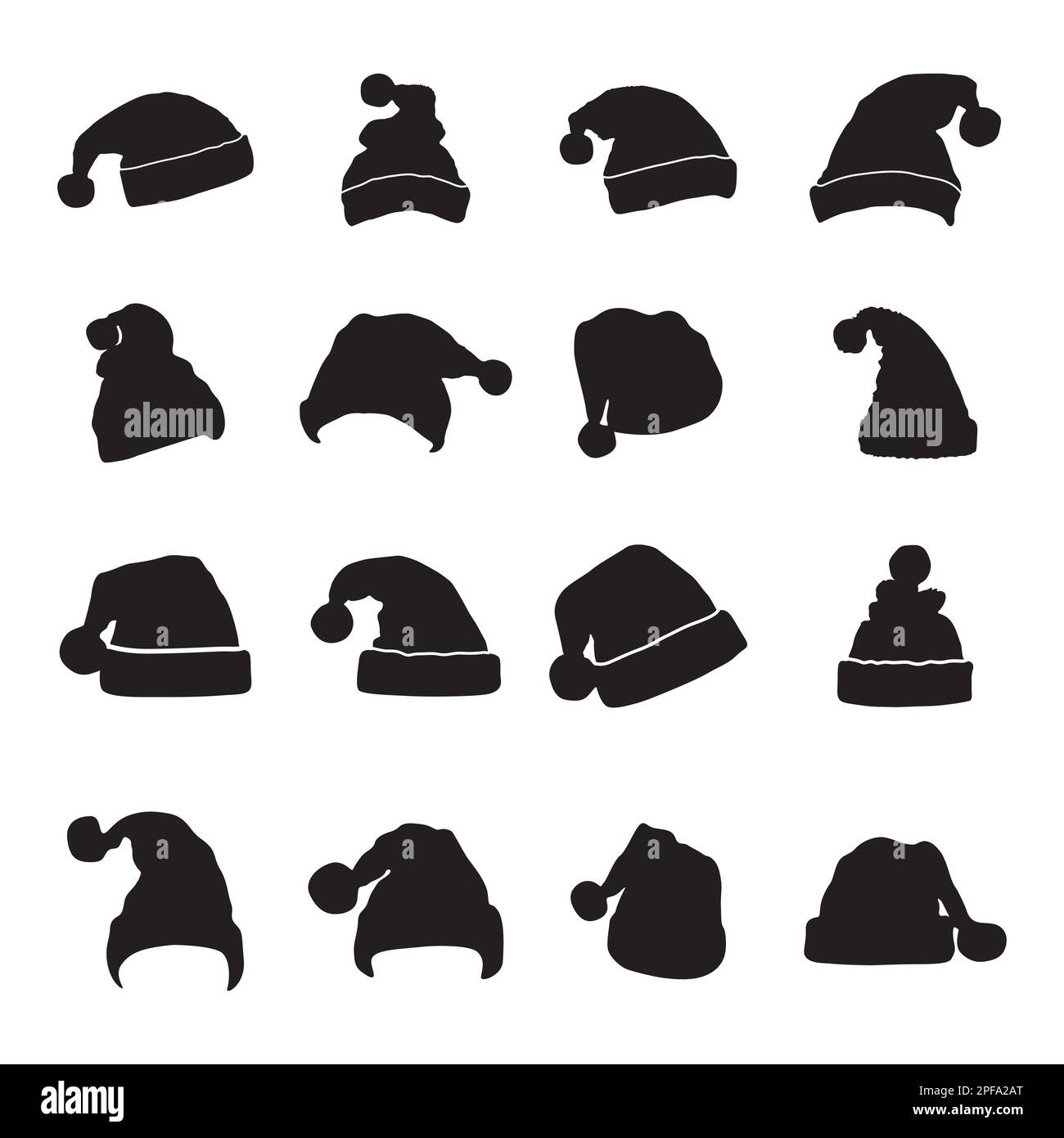 Silhouettes chapeau Père Noël, ensemble silhouette chapeau de Noël Illustration de Vecteur