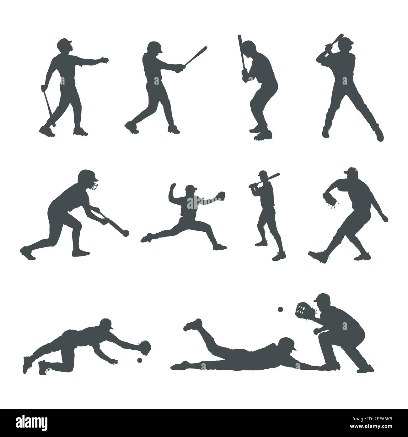 Collection silhouette de joueur de baseball, silhouettes de joueur de baseball Illustration de Vecteur
