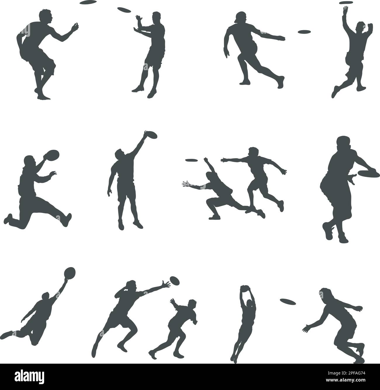 Joueurs de Frisbee Silhouette, Ultimate Frisbee Silhouette, Frisbee SVG, Ultimate Frisbee Player Illustration de Vecteur