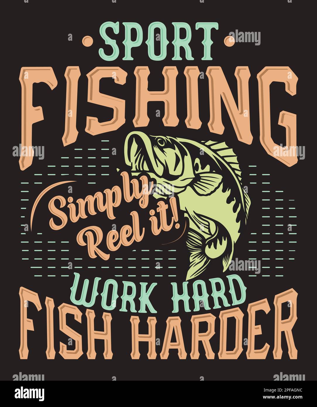 Pêche sportive, il suffit du faire ! t-shirt à motif poisson dur Illustration de Vecteur
