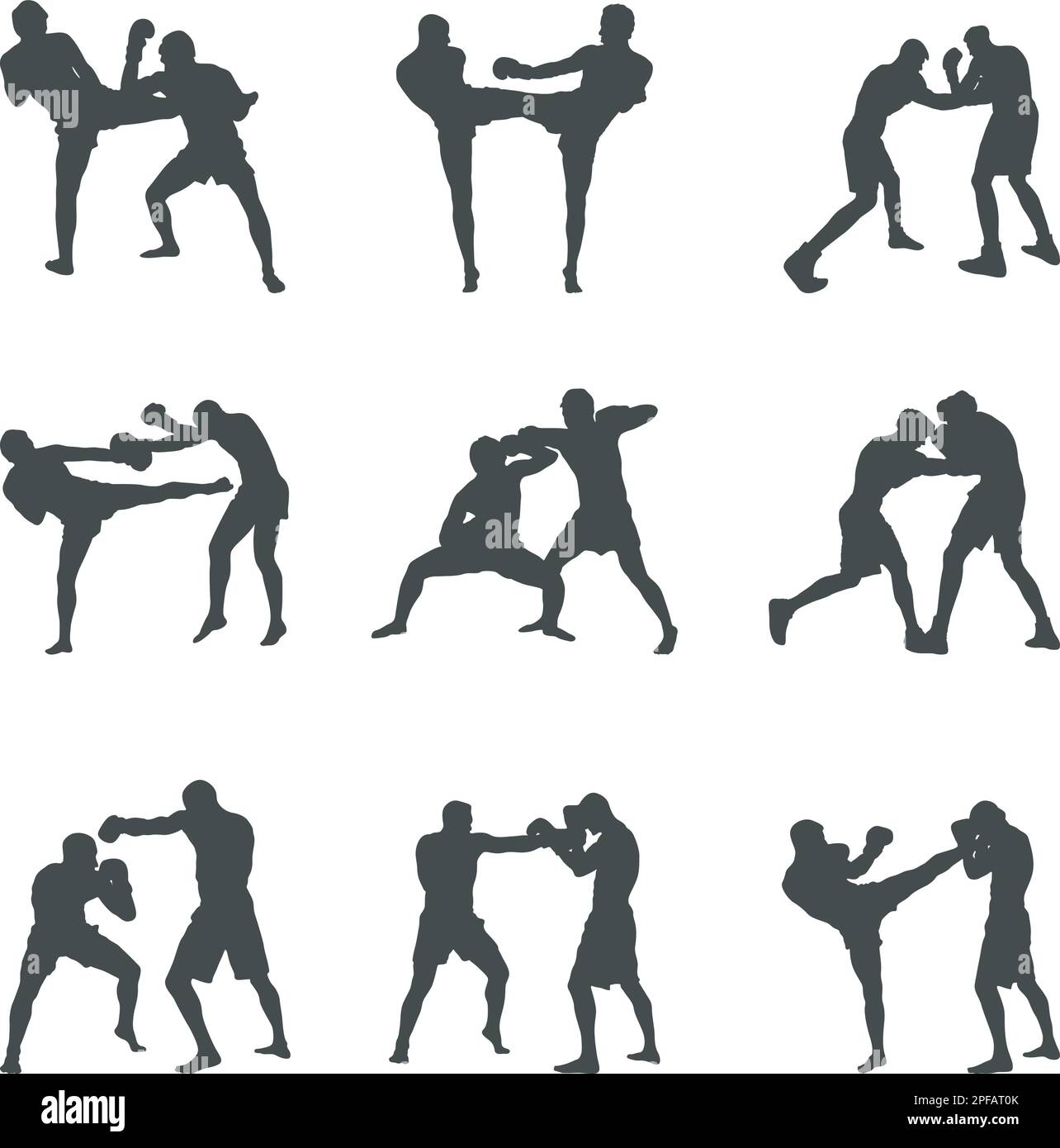 Silhouettes de boxe, ensemble de silhouettes de boxe, silhouettes de boxe, SVG de boxe, vecteur de boxe Illustration de Vecteur