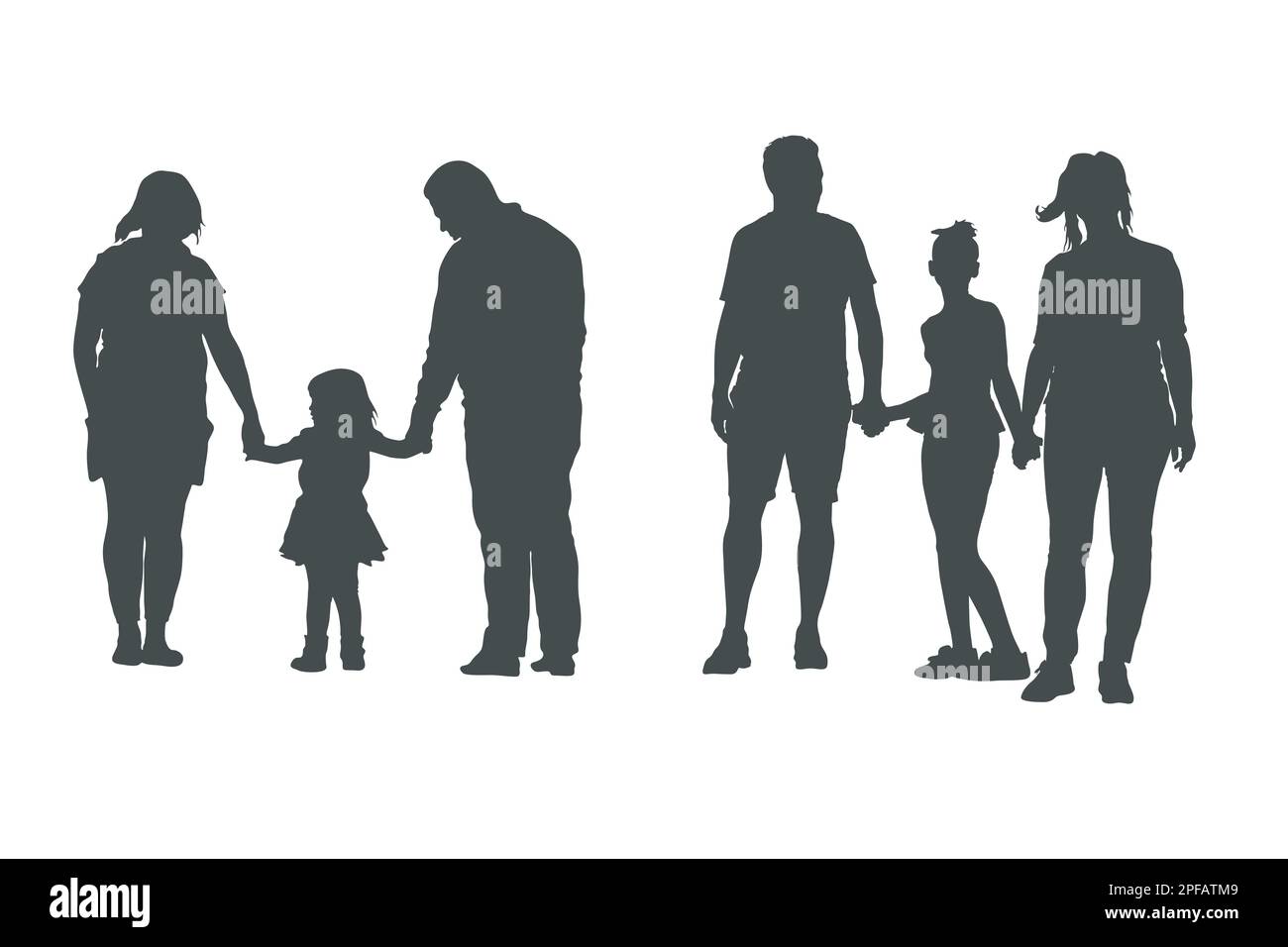 Silhouettes familiales, ensemble de silhouettes Happy Family -V02 Illustration de Vecteur