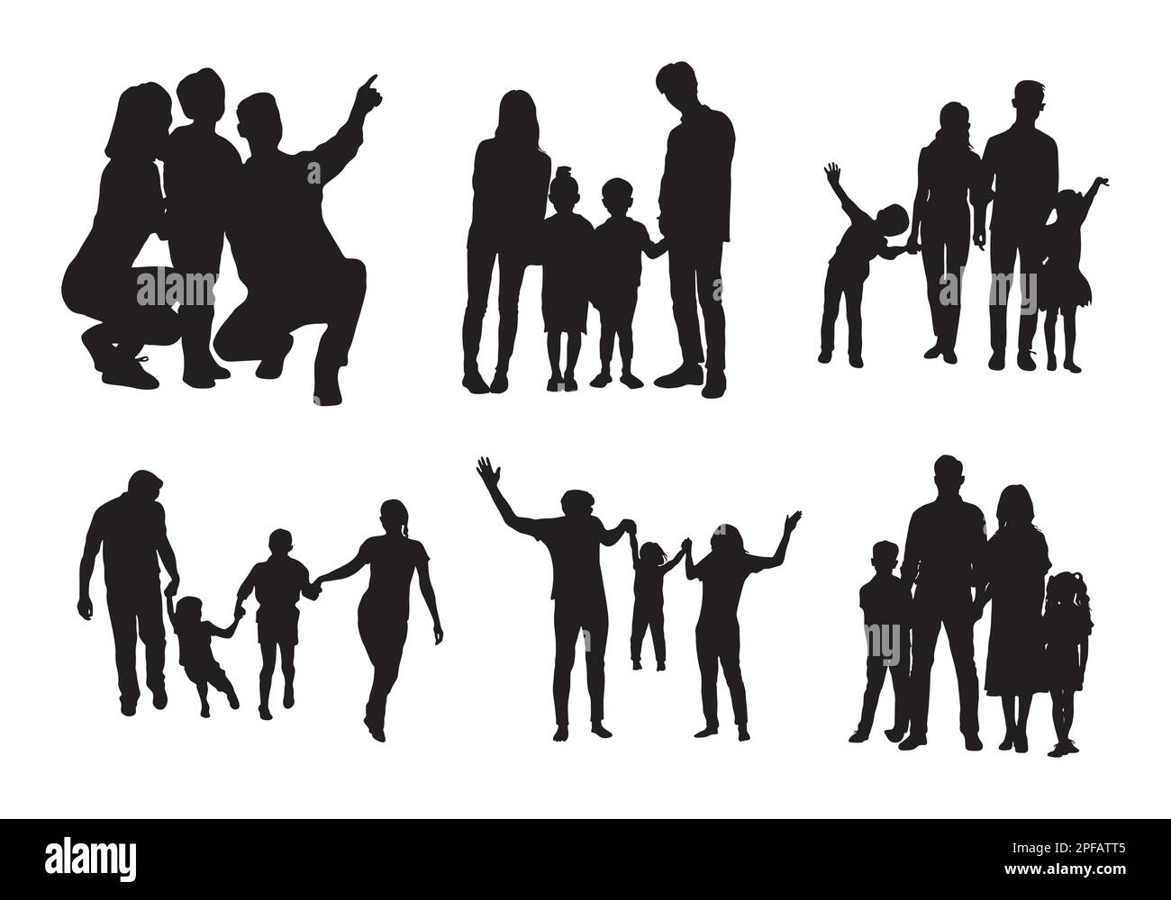 Silhouettes familiales, ensemble de silhouettes Happy Family. Illustration de Vecteur