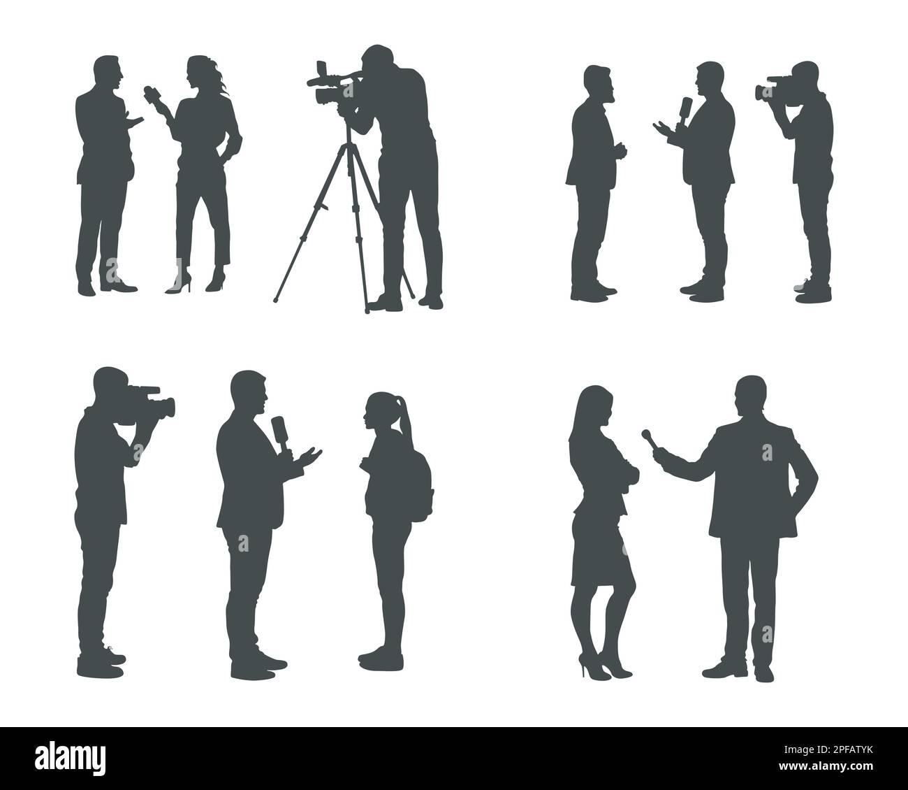 Ensemble de silhouettes de journaliste, silhouettes de journaliste Illustration de Vecteur