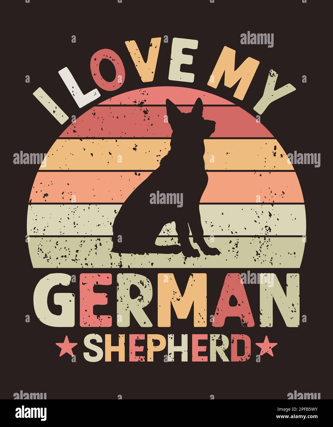 J'aime mon maillot rétro allemand de berger vintage Illustration de Vecteur