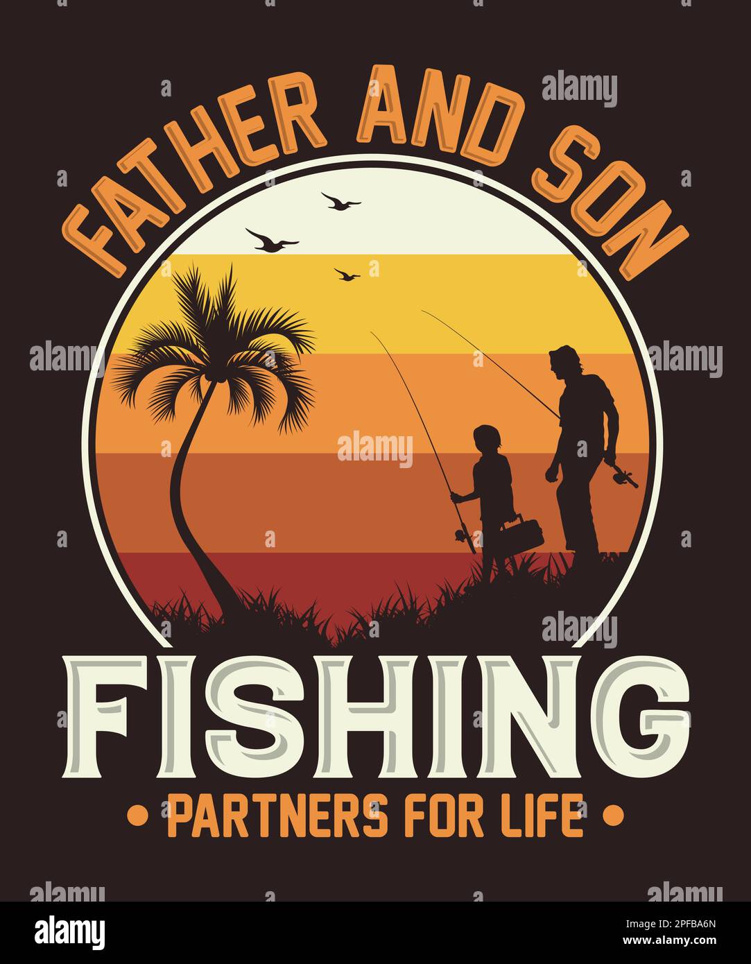 Père et fils partenaires de pêche pour la conception de t-shirt de la vie Illustration de Vecteur