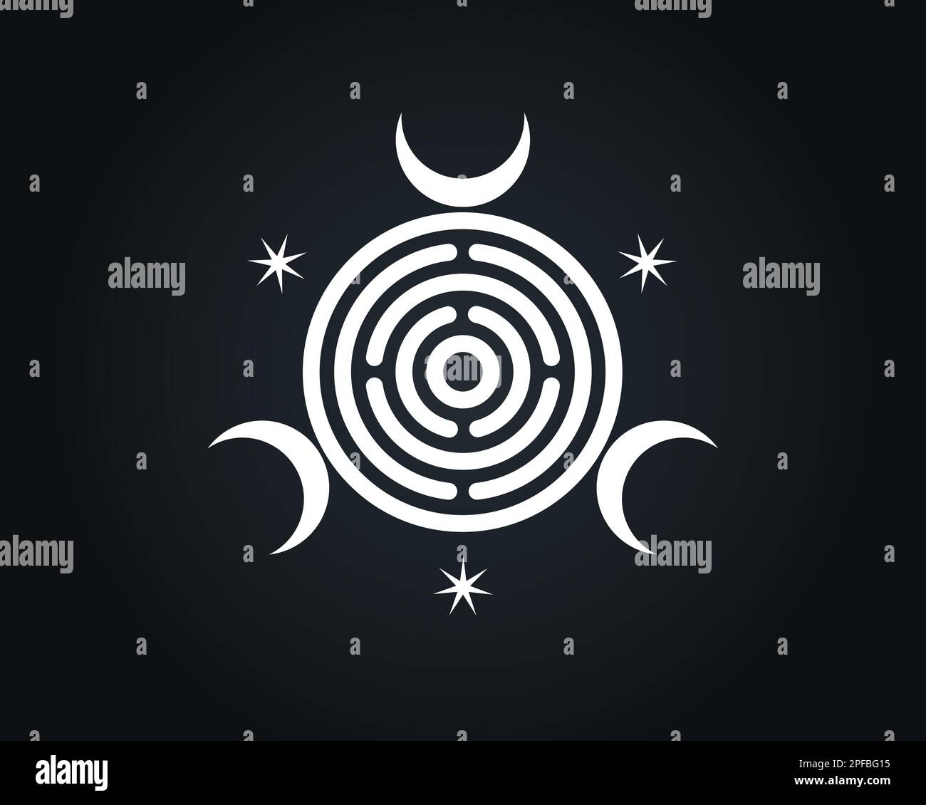 Magic Mystique Triple Lune Et Serpents, Phases De La Lune. Géométrie