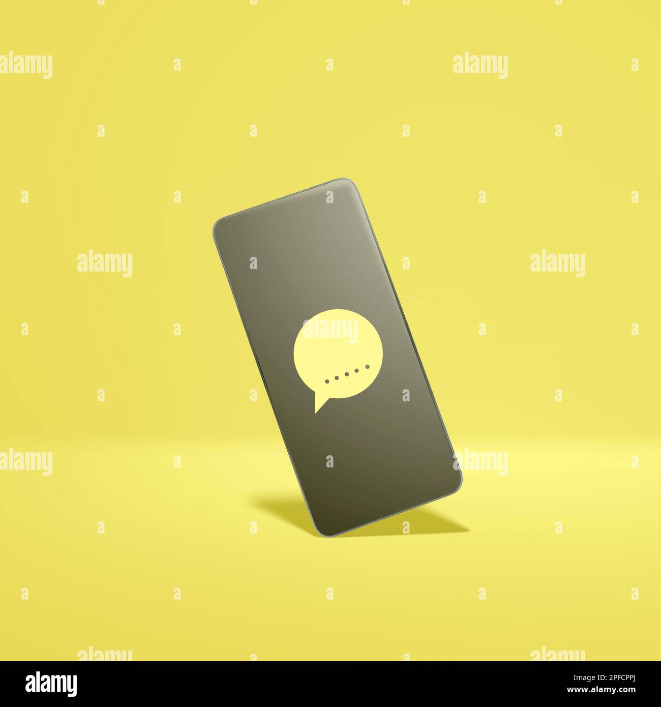 Écran du téléphone portable avec symbole de notification de message sur fond coloré Banque D'Images