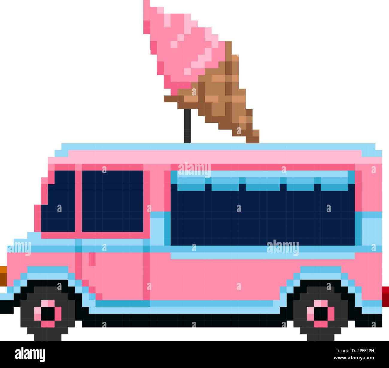 Illustration de pixels de camion de crème glacée Street food van 8-bit jeu vidéo sprite. Illustration vectorielle Illustration de Vecteur