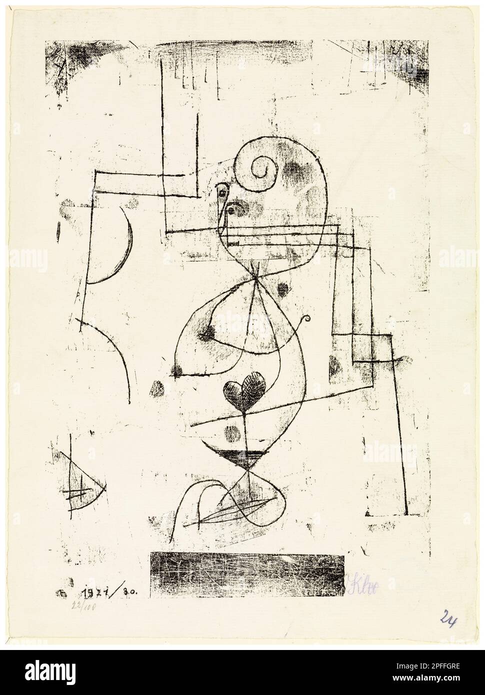 Paul Klee, Reine des coeurs, dessin abstrait en lithographie, 1921 Banque D'Images