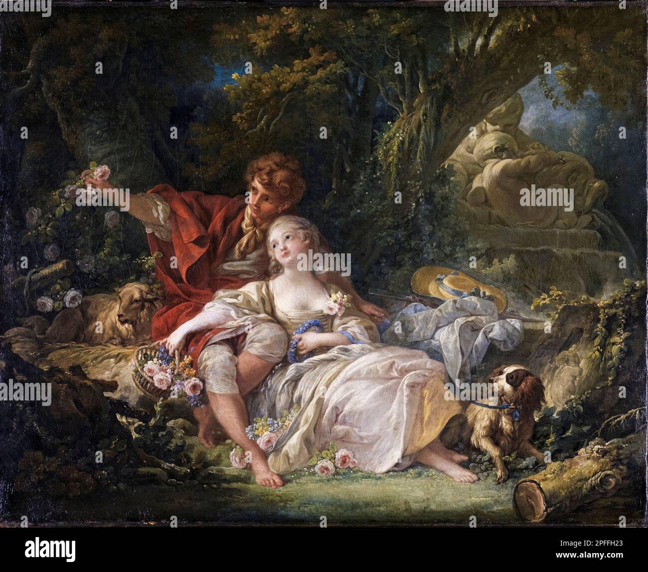 François Boucher, Pasteur et Pasteur, peinture à l'huile sur toile, 1760 Banque D'Images