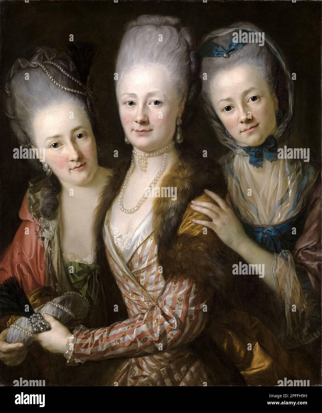 Les trois filles de Julius Johann von Vieth und Gossenau, peignant dans l'huile sur toile par Anton Graff, 1773 Banque D'Images