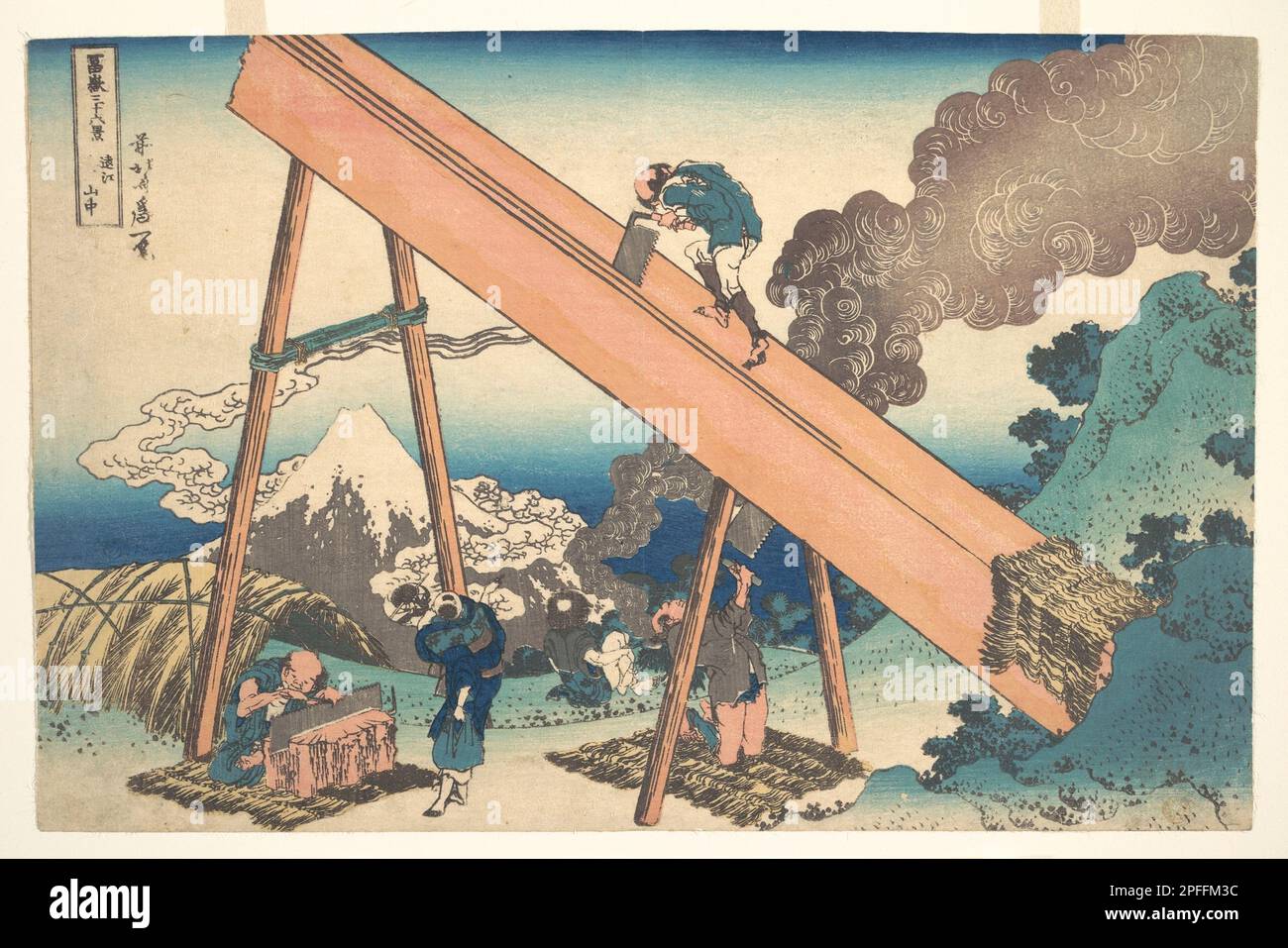 Dans les montagnes de la province de Tōtomi (Tōtomi sanchū), de la série trente-six vues du Mont Fuji (Fugaku sanjūrokkei), artiste Katsushika Hokusai (1760-1849), Date: Ca. 1830–32 Banque D'Images