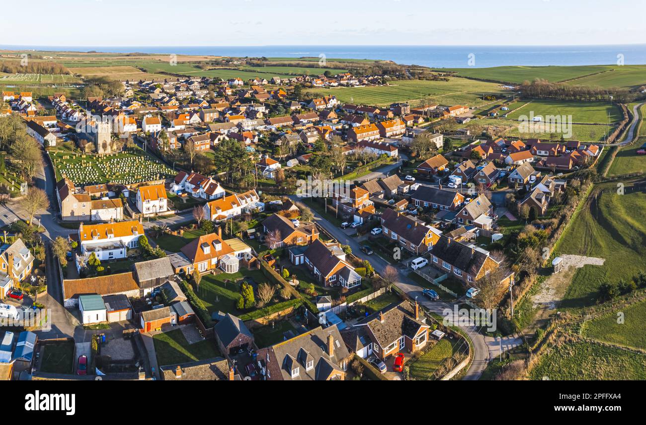 Flamborough, l'endroit idéal pour les amoureux de la nature et ceux qui aiment le plein air. tir de drone pittoresque. Photo de haute qualité Banque D'Images