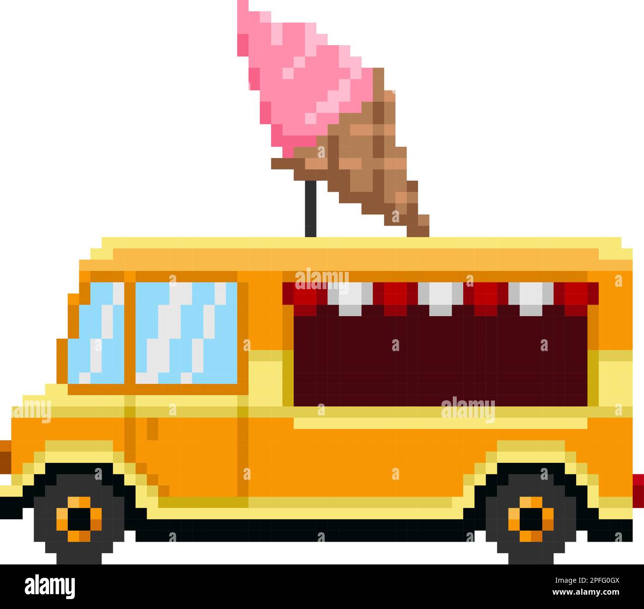 Illustration de pixels de camion de crème glacée Street food van 8-bit jeu vidéo sprite. Illustration vectorielle Illustration de Vecteur