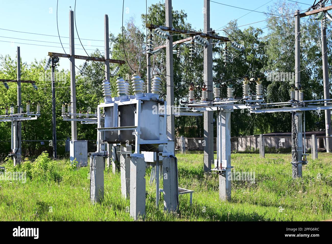 Poste de transformation haute tension Banque D'Images