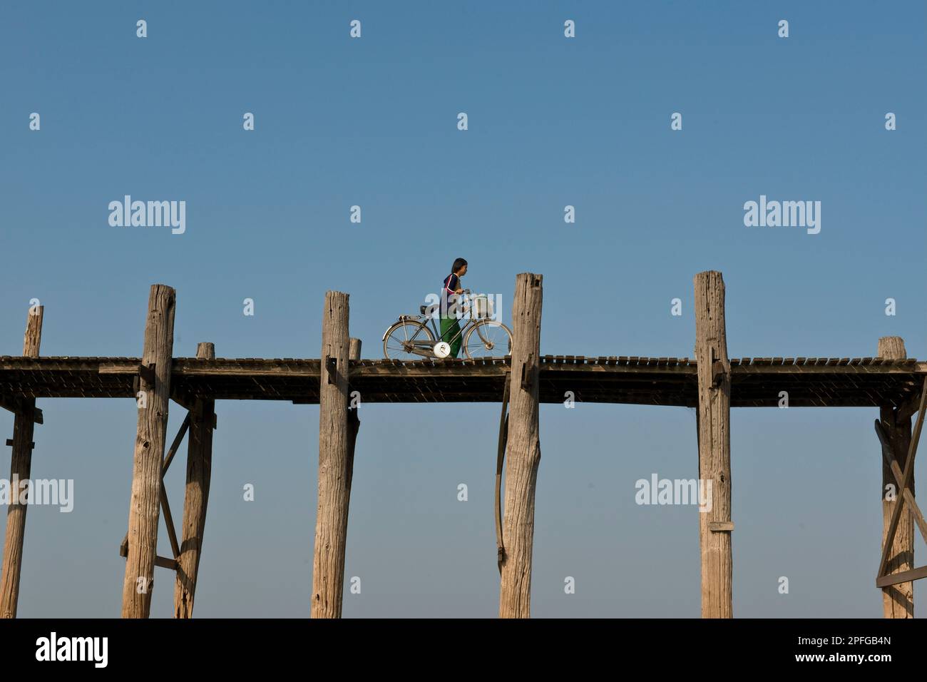 Le Myanmar, Amarapura, pont traditionnel Banque D'Images
