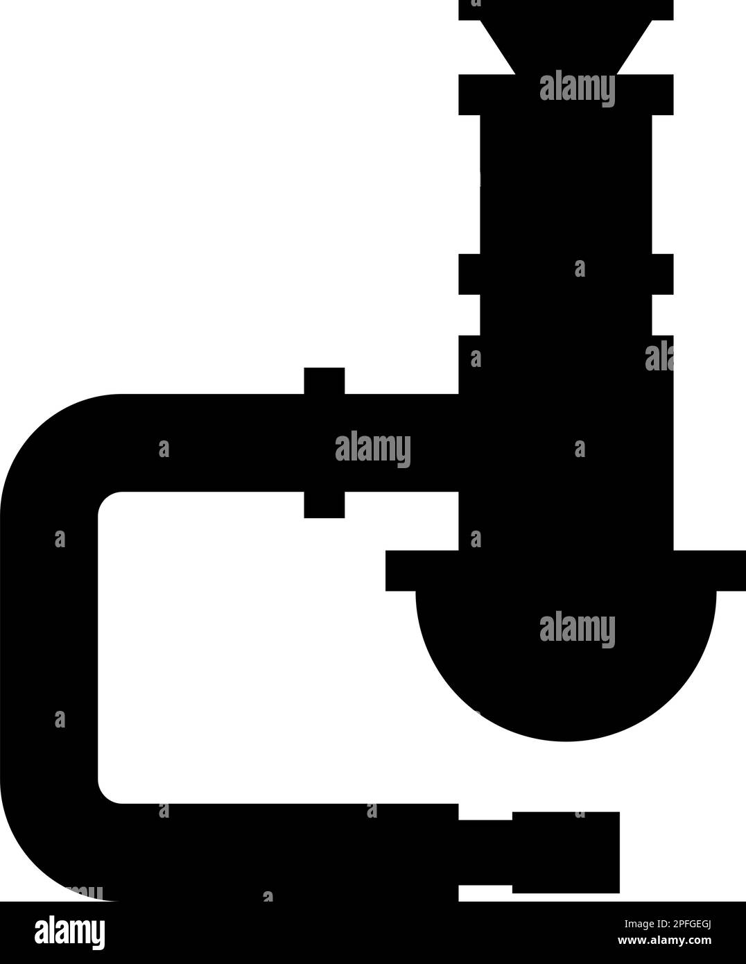 Siphon accessoires de plomberie drain de tuyau d'égout sous évier tube d'égout icône noir couleur vecteur illustration image style plat simple Illustration de Vecteur