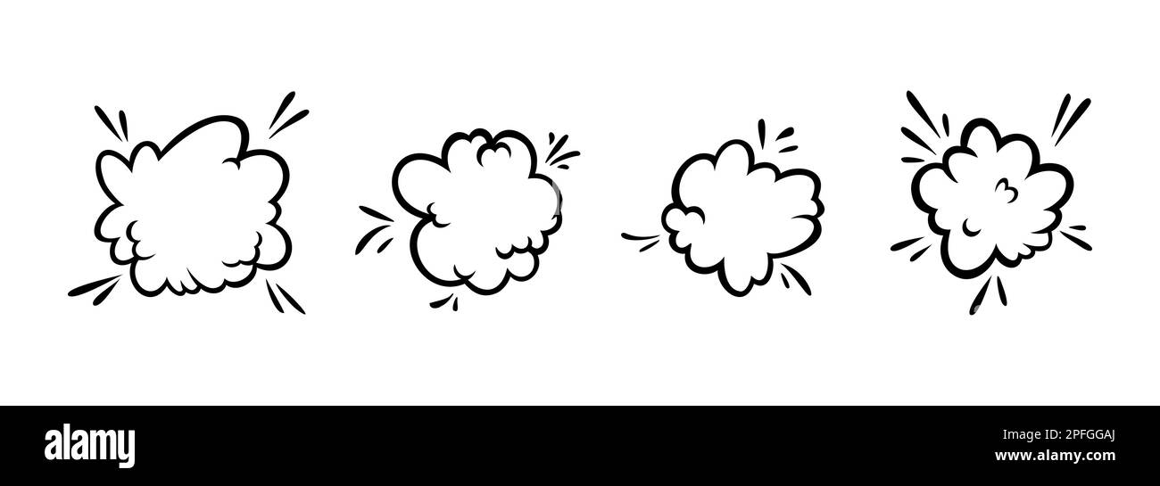 Nuages effet rampe bande dessinée. Jeu de bulles d'explosion et de fumée. Illustration vectorielle isolée sur fond blanc Illustration de Vecteur