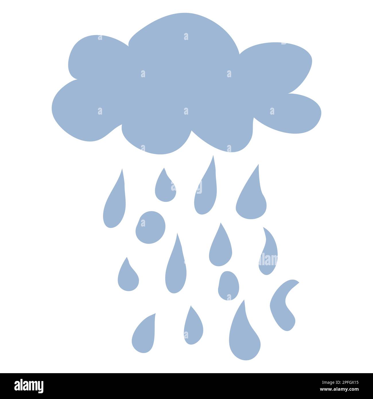 Soleil mignon et nuage à pluie, nuages légers. Carte pour enfants ou affiche pour la chambre des enfants. Dessin animé. Illustration de Vecteur