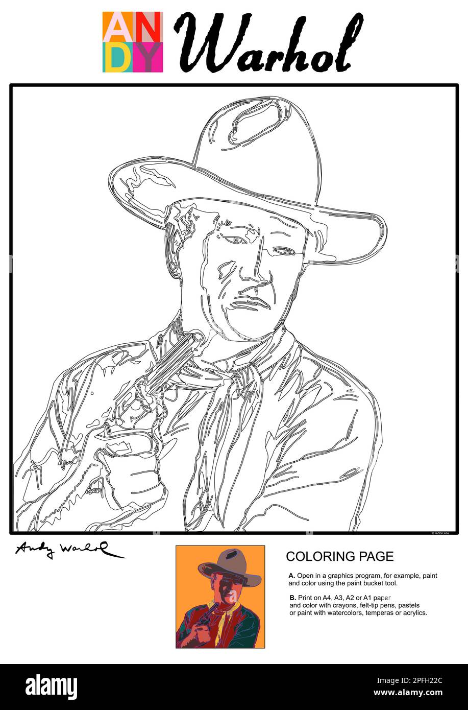 Page de coloriage d'Andy Warhol Banque D'Images