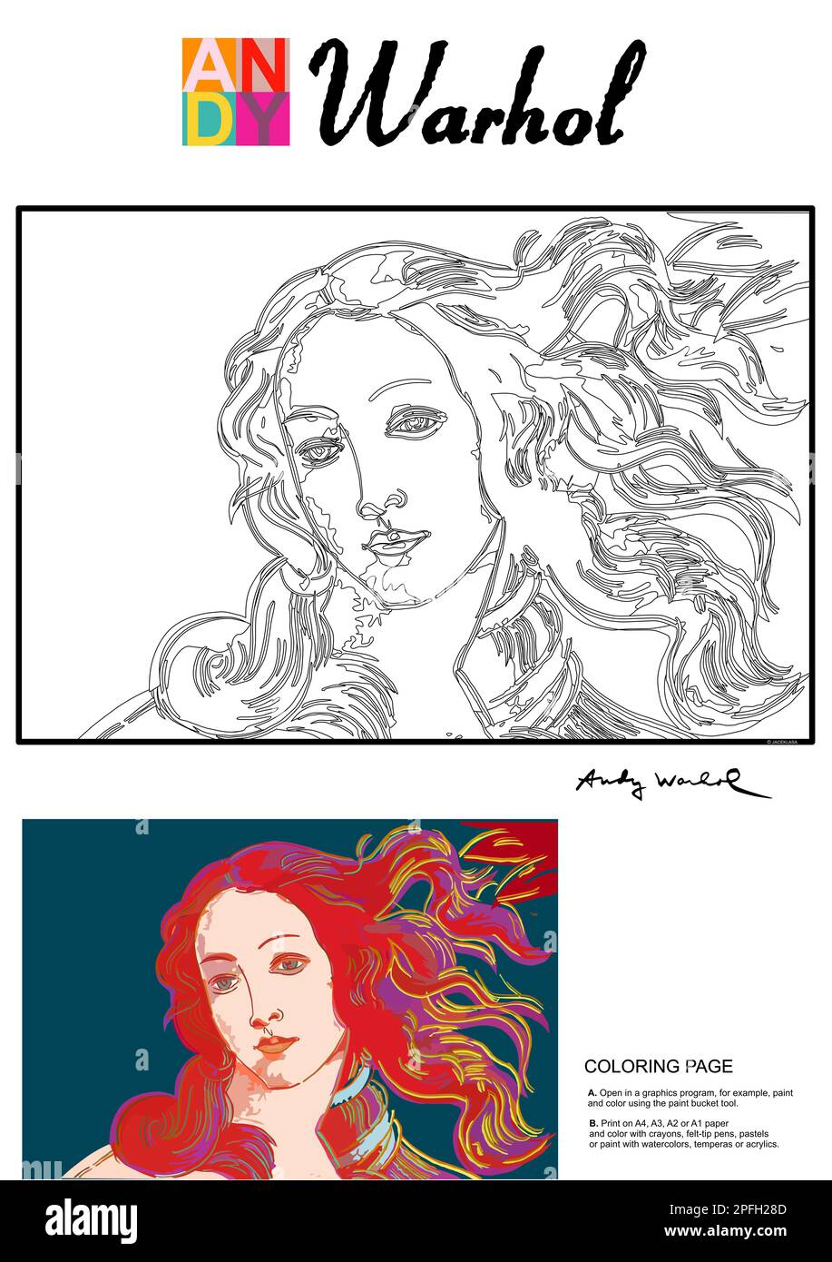 Page de coloriage d'Andy Warhol Banque D'Images