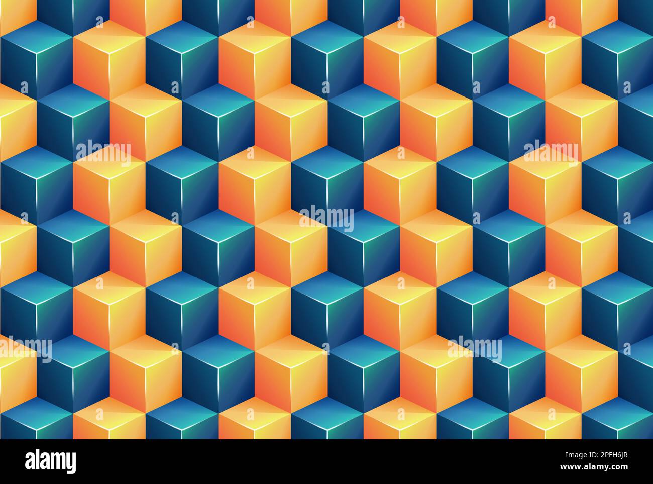 Fond carré avec 3D vecteurs de couleur bleue et orange Illustration de Vecteur