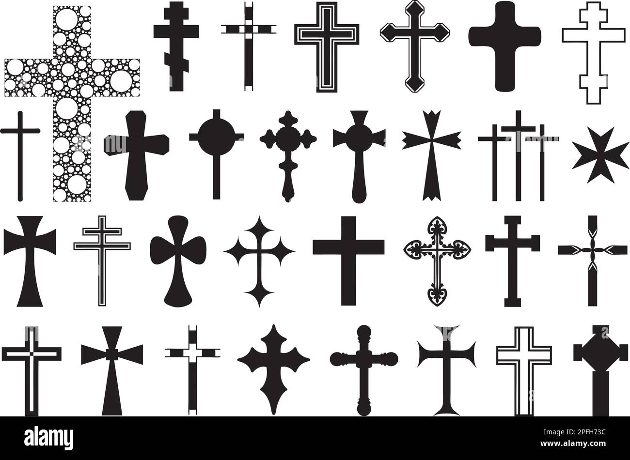Collection de différentes croix isolées sur blanc Illustration de Vecteur