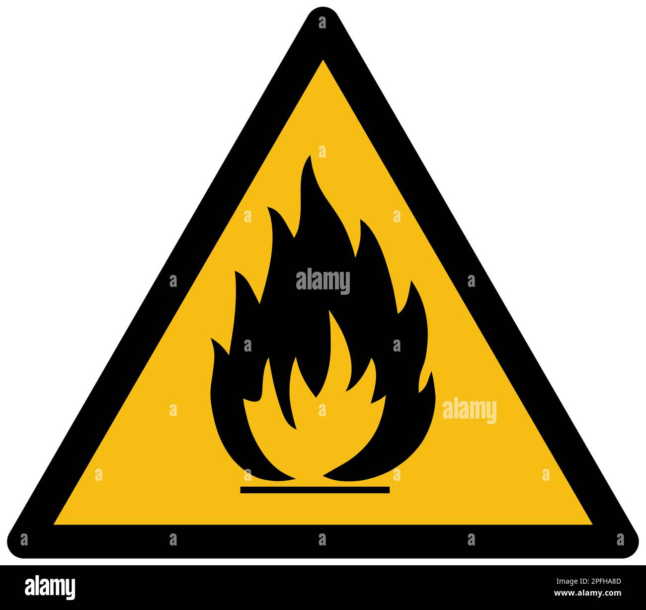 Panneau de matériau inflammable ISO 7010 Banque D'Images