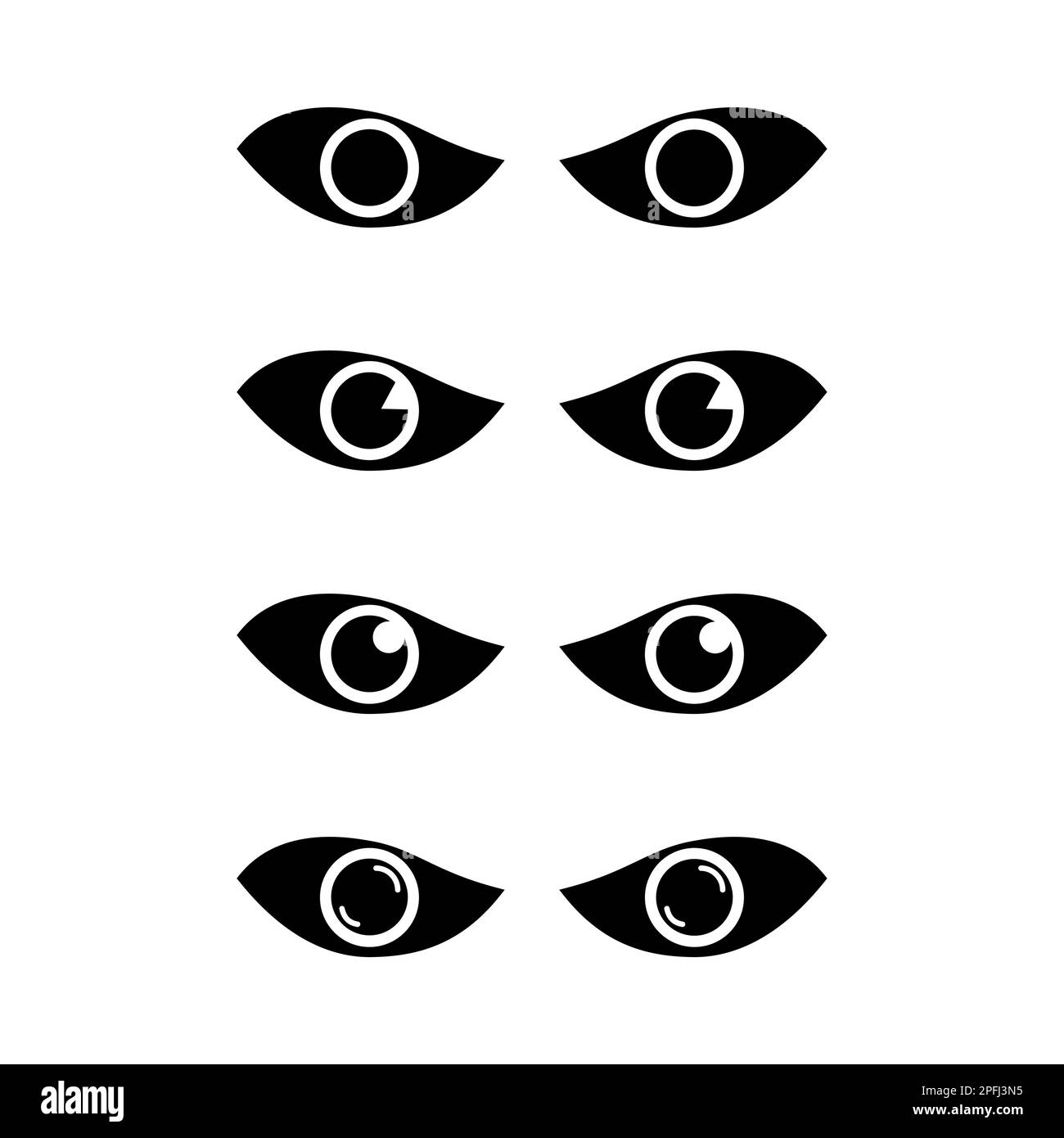 Collection Angry, Mad Eyes . Icône vectorielle facile à modifier en noir et blanc. Illustration de Vecteur