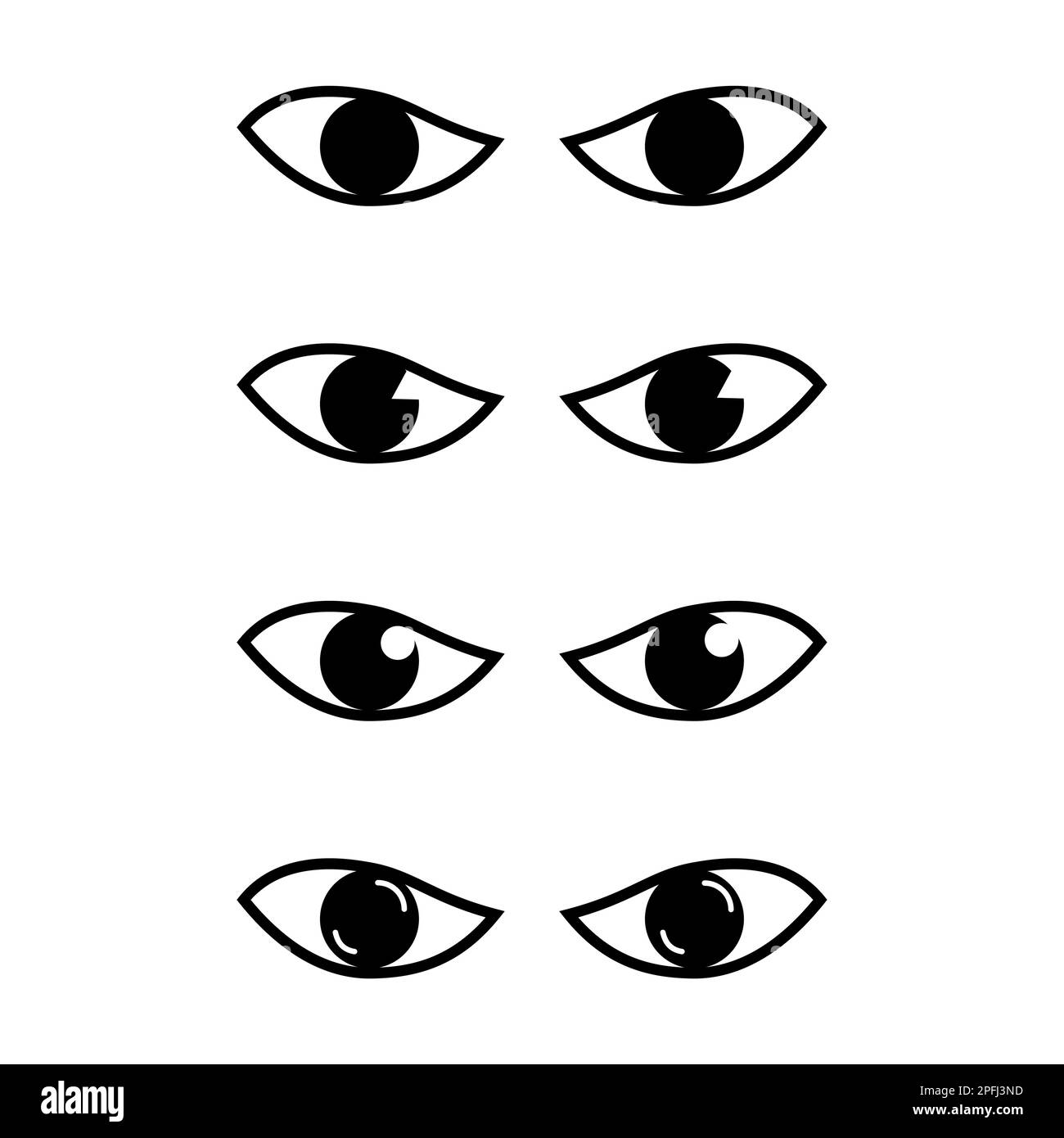 Collection Angry, Mad Eyes . Icône vectorielle facile à modifier en noir et blanc. Illustration de Vecteur