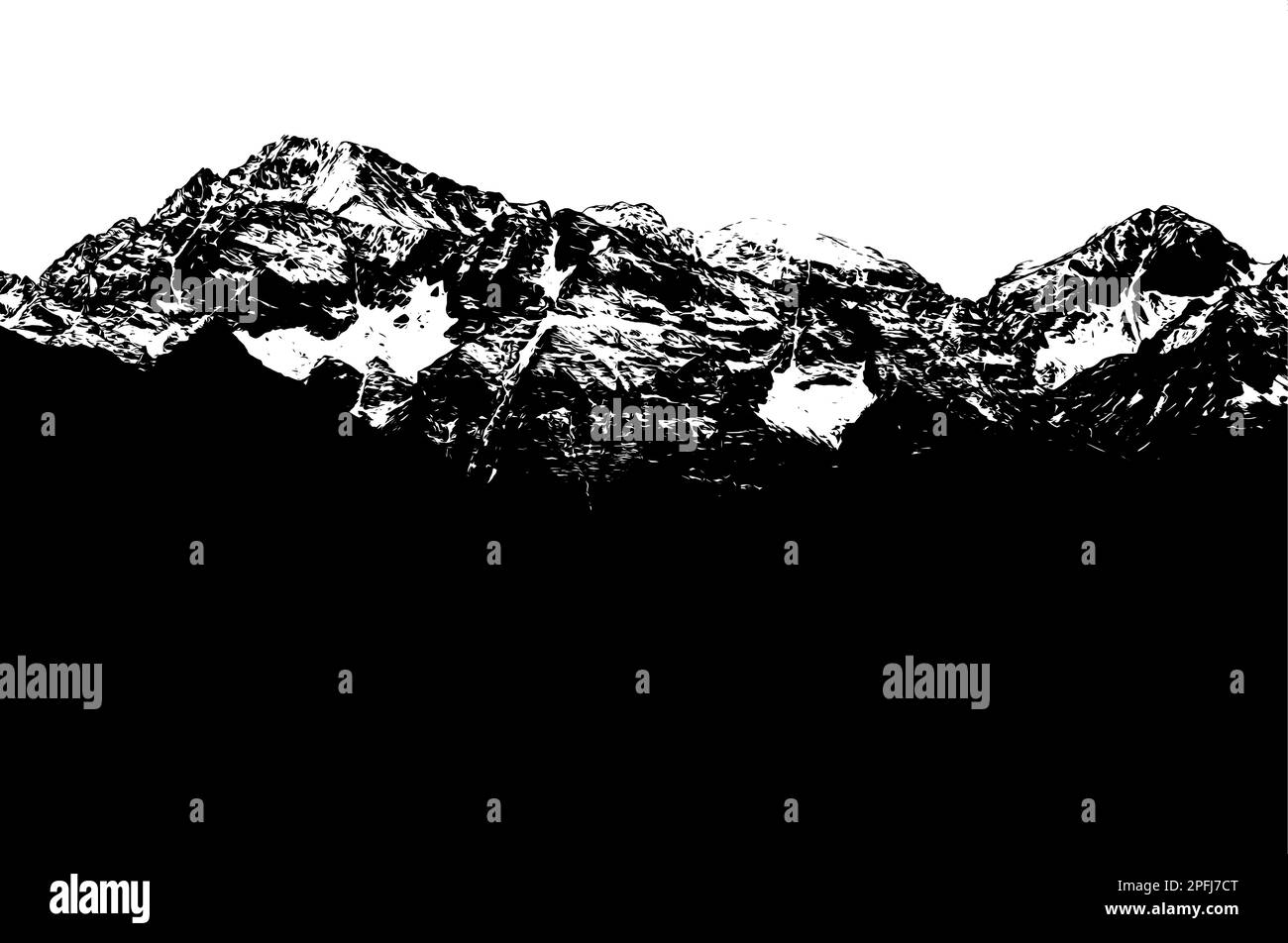 Paysage des montagnes du Haut Atlas, Maroc. Mont Toubkal, Tubkal, Jebel Toubkal. Le plus haut sommet des montagnes de l'Atlas et de l'Afrique du Nord. Illustration de Vecteur
