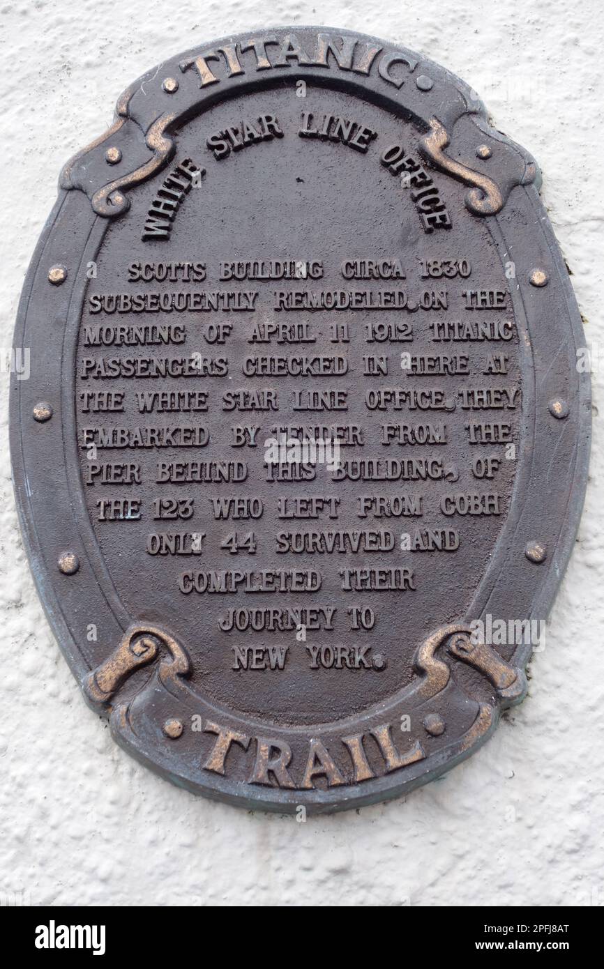 Plaque du Titanic Trail, Cobh, Irlande Banque D'Images