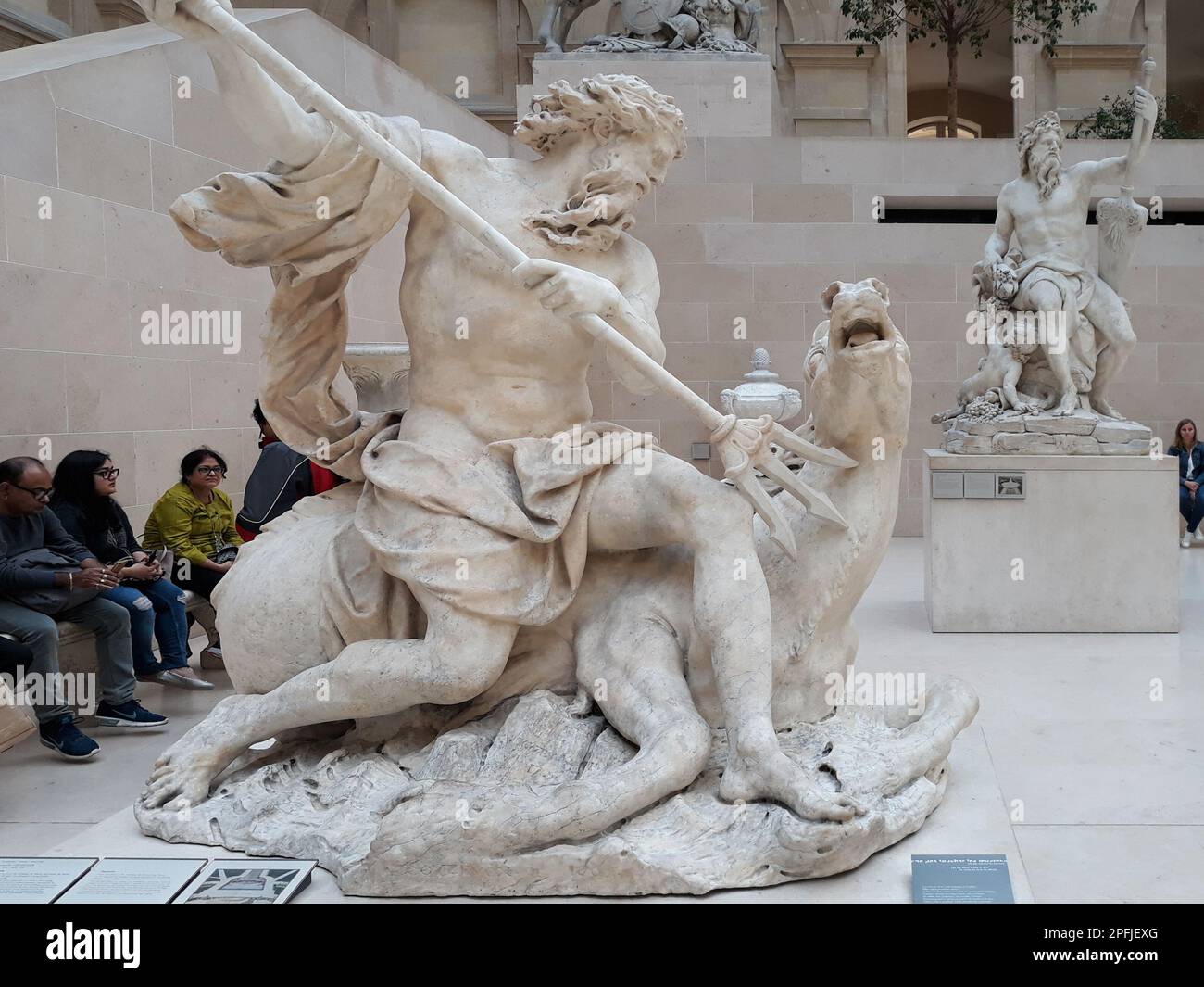 Neptune, marbre d'Antoine Coysevox, musée du Louvre, Paris, France Banque D'Images