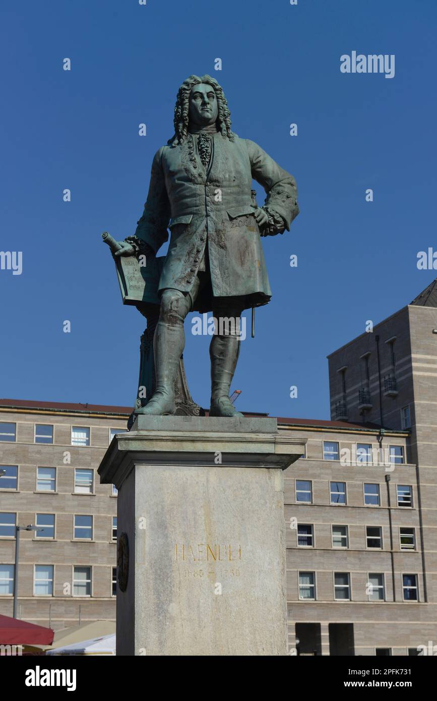 Monument de Handel, place du marché Halle an der Saale, Saxe-Anhalt, Allemagne Banque D'Images