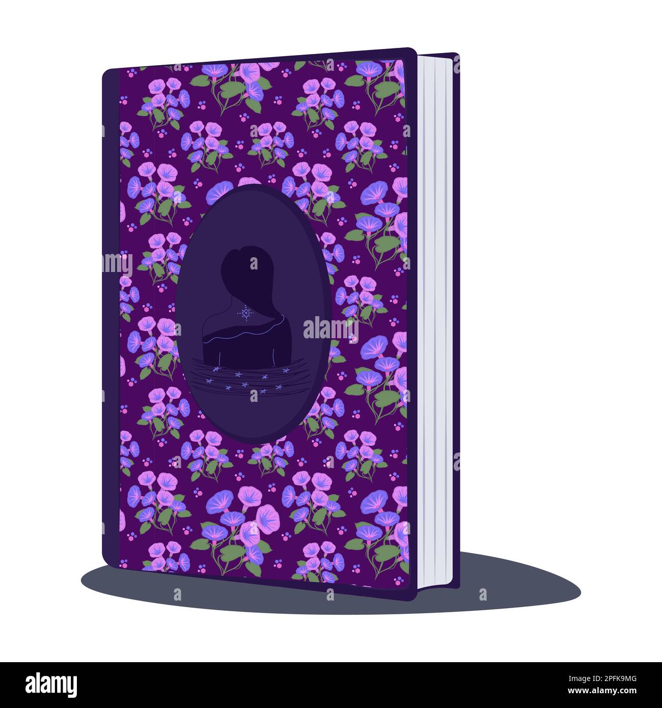 Livre violet avec couverture florale, illustration colorée Illustration de Vecteur
