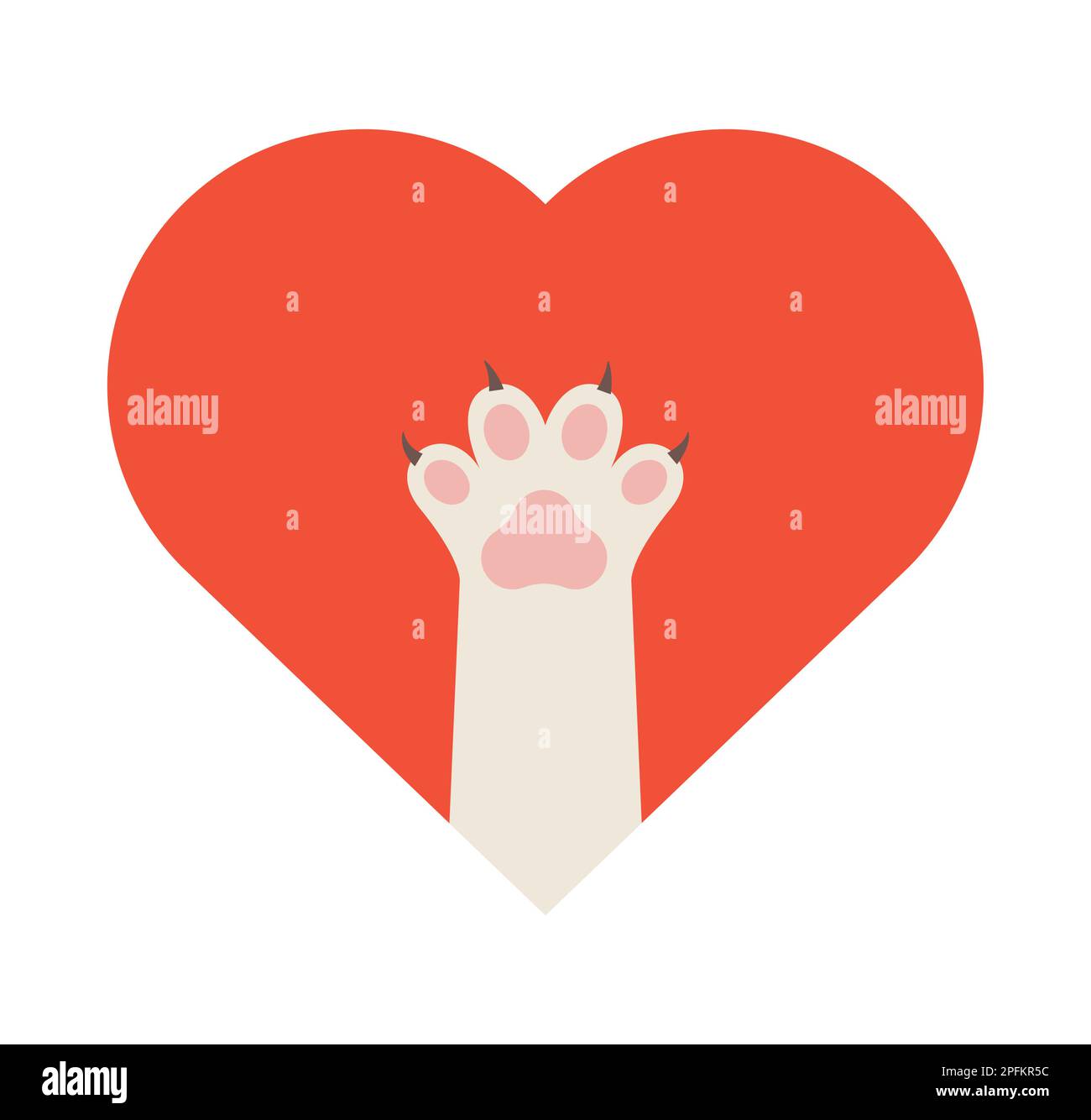 Icône du logo Paw Heart Love. Chien chat vecteur animal rouge coeur d'arrière-plan icône d'illustration. Illustration de Vecteur