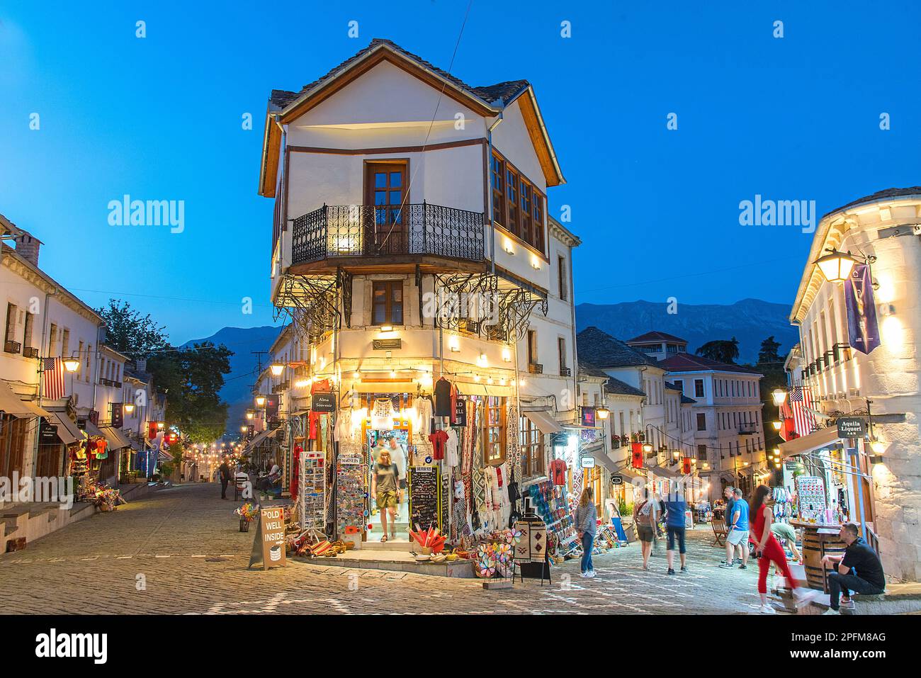 Boutique de souvenirs, Gjirokaster, Albanie Banque D'Images
