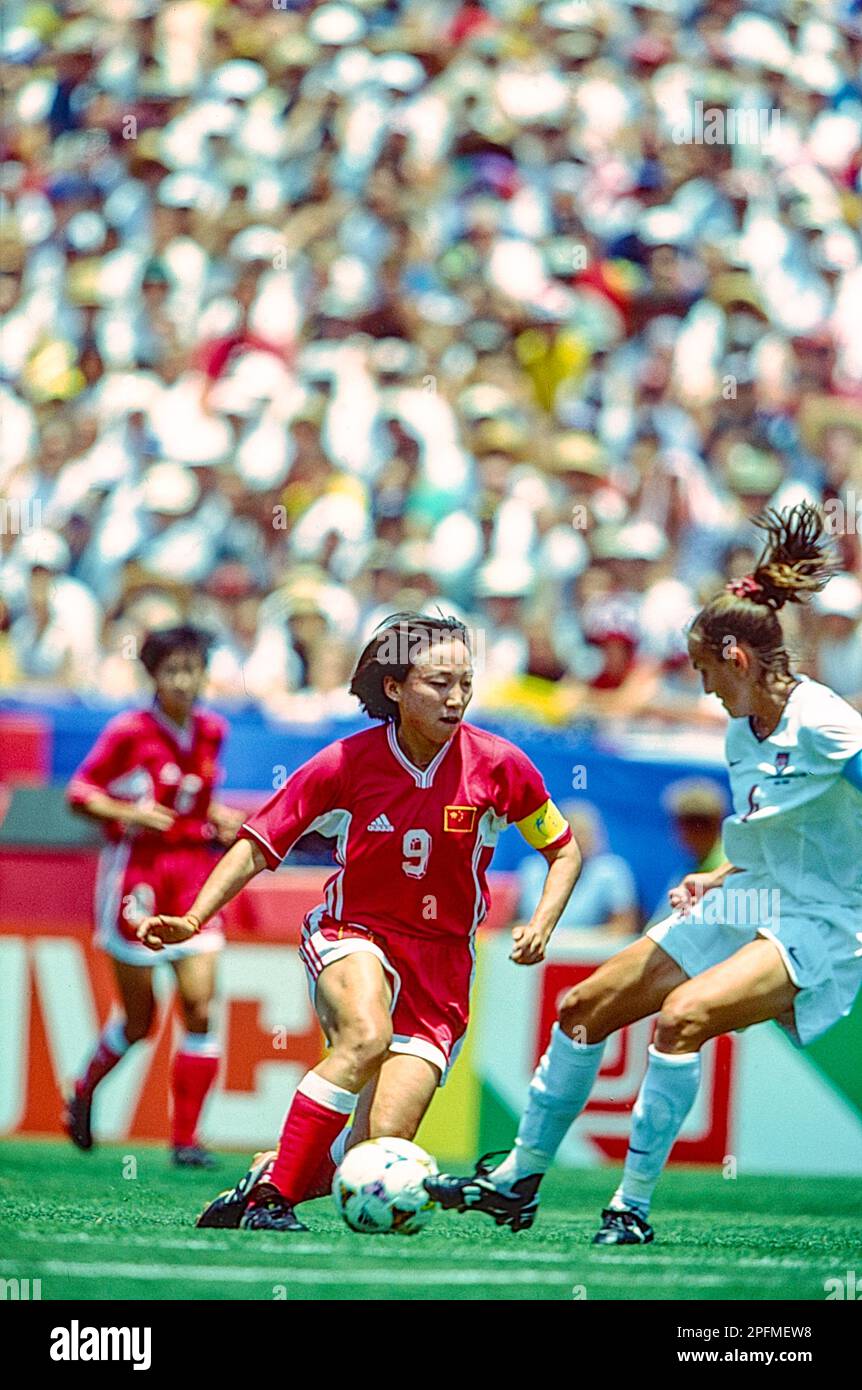 Wen Sun (CHN) lors des finales USA contre CHN lors de la coupe du monde féminine de football 1999 de la FIFA. Banque D'Images