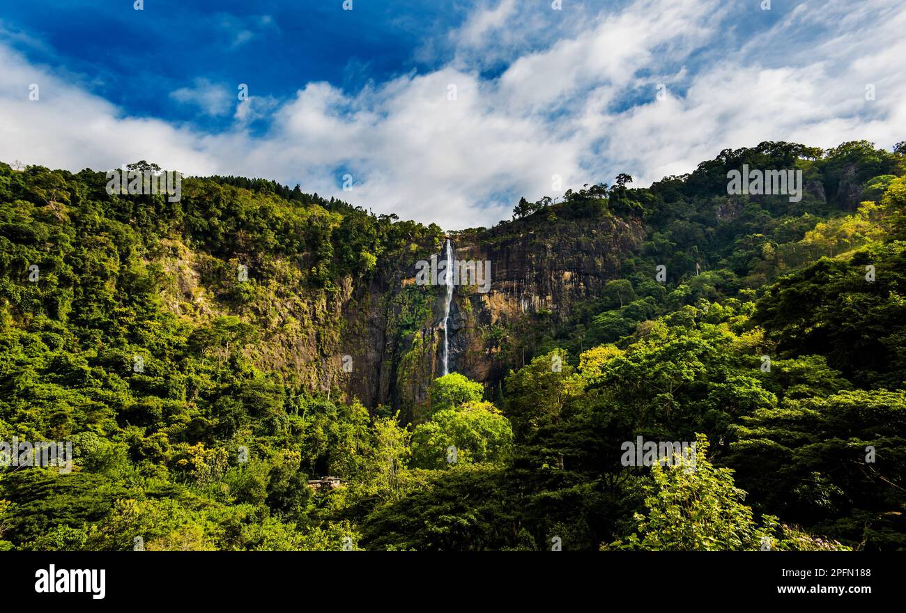 Vue panoramique sur la chute d'eau de Diyaluma, Sri Lanka Banque D'Images