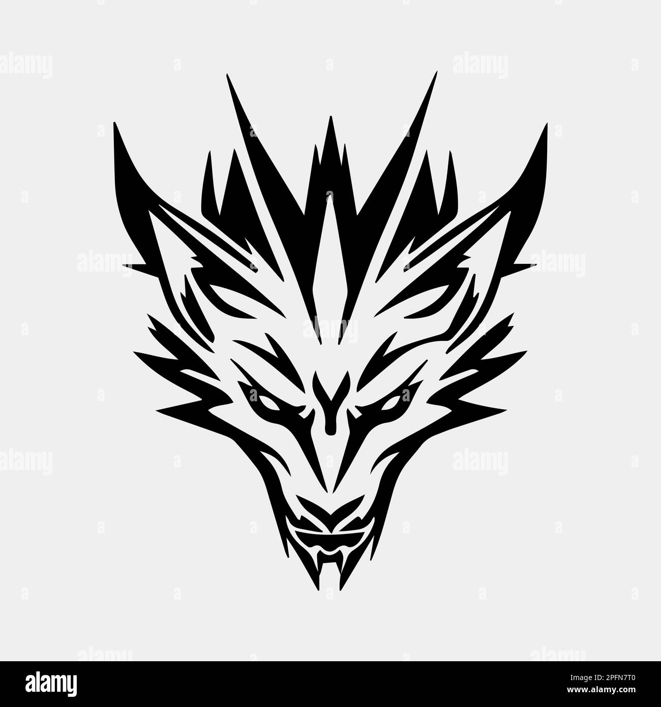 silhouette de tatouage tribal de tête de loup-garou Illustration de Vecteur