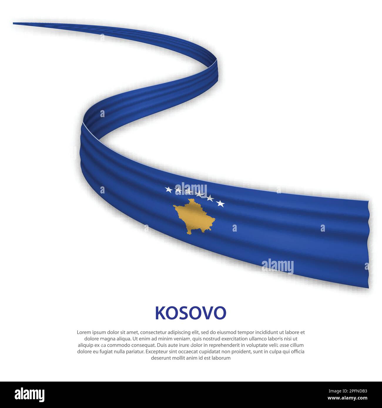 Forme un ruban ou une bannière avec un drapeau du Kosovo. Modèle pour la conception de l'affiche de la fête de l'indépendance Illustration de Vecteur