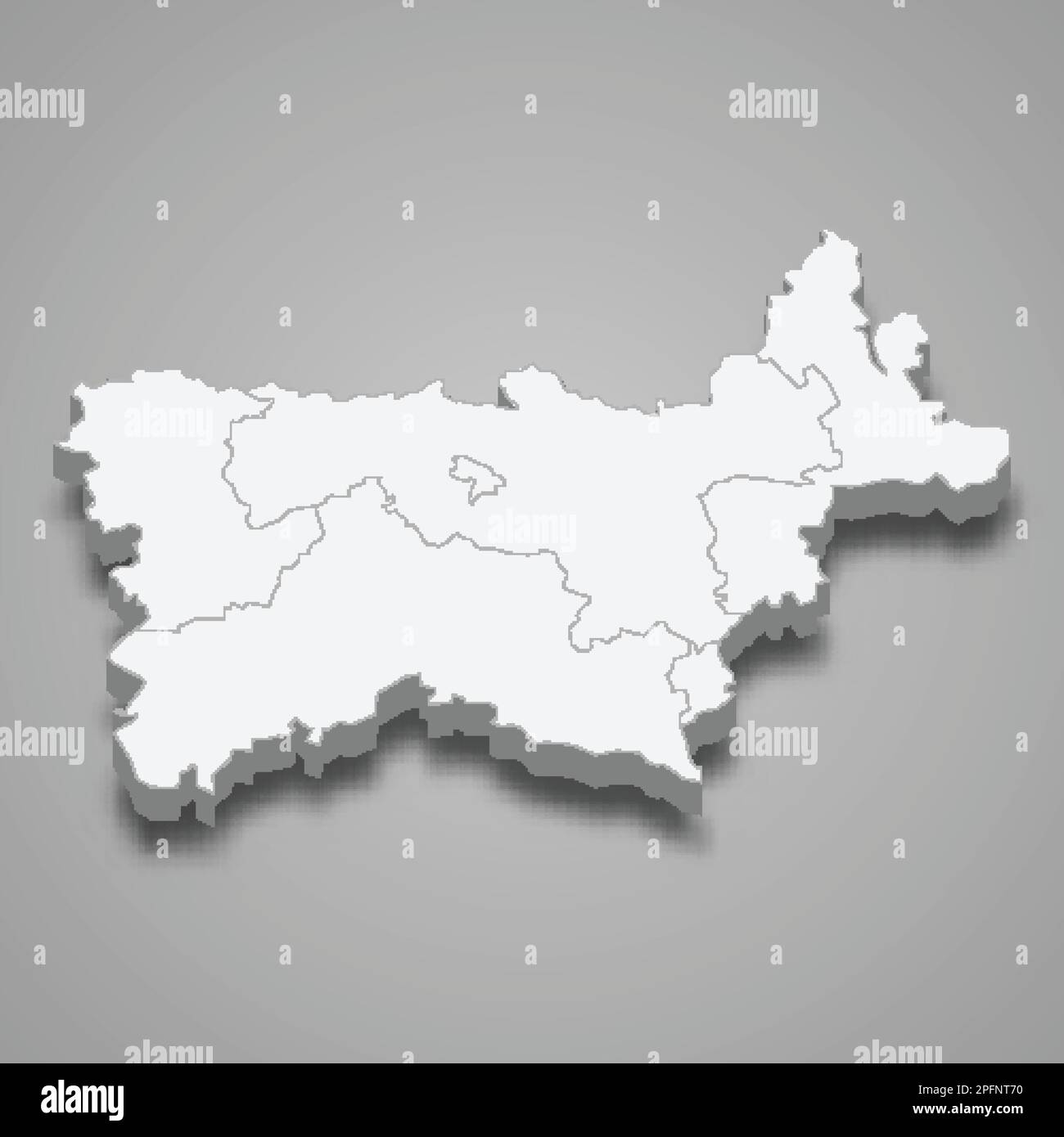 3D carte isométrique du comté de Voru est une région d'Estonie isolée à l'ombre Illustration de Vecteur