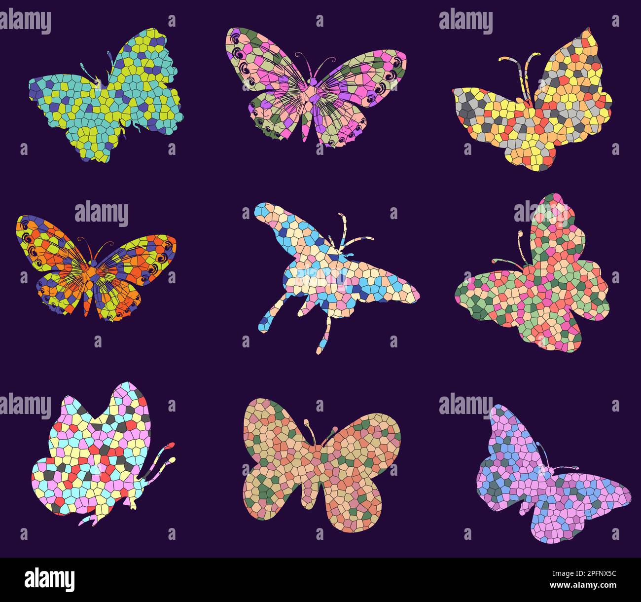 Mosaic Butterflies Monarch Vector Icons Illustration de Vecteur