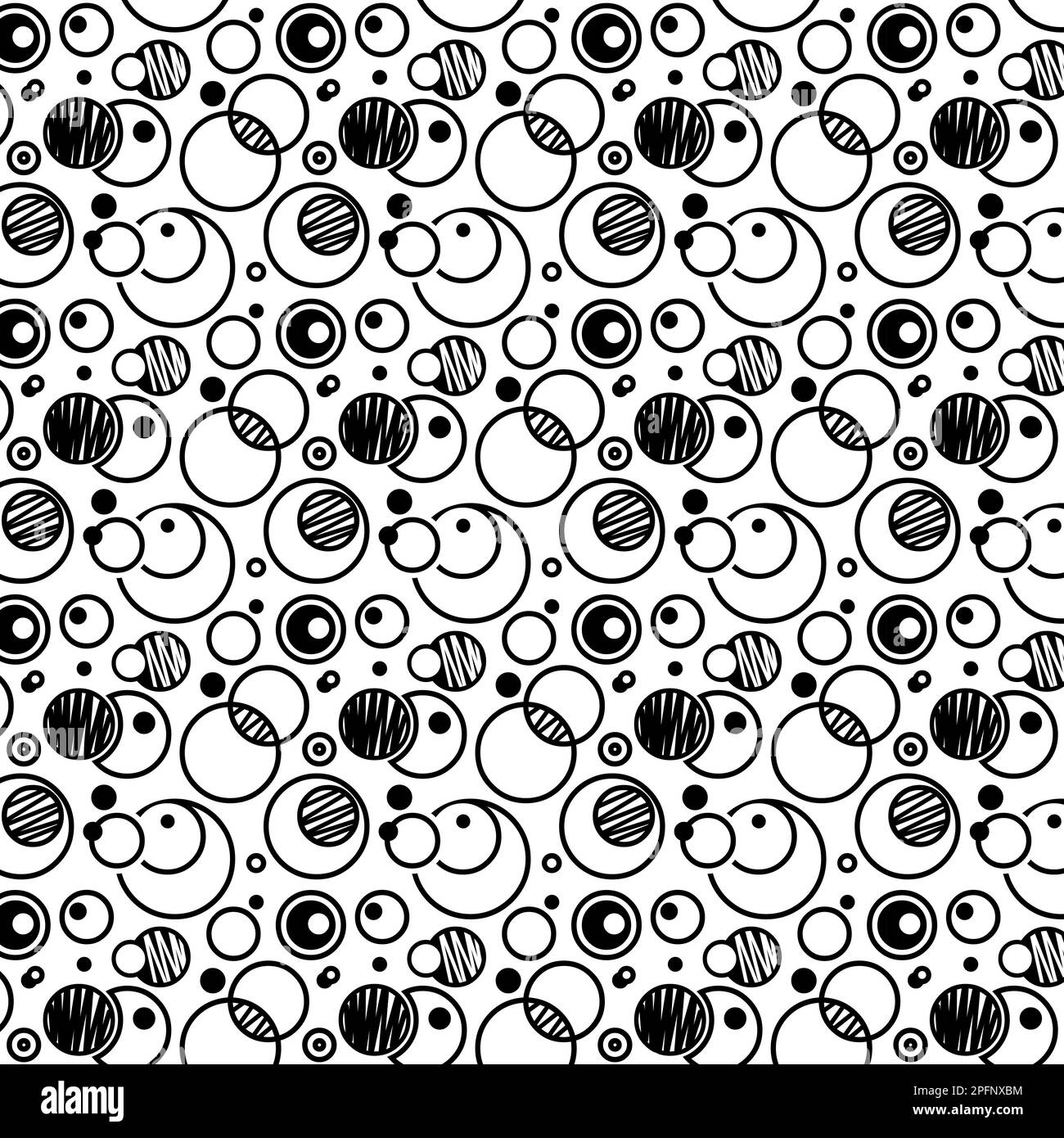 Motif à bulles de cercle noir et blanc Illustration de Vecteur