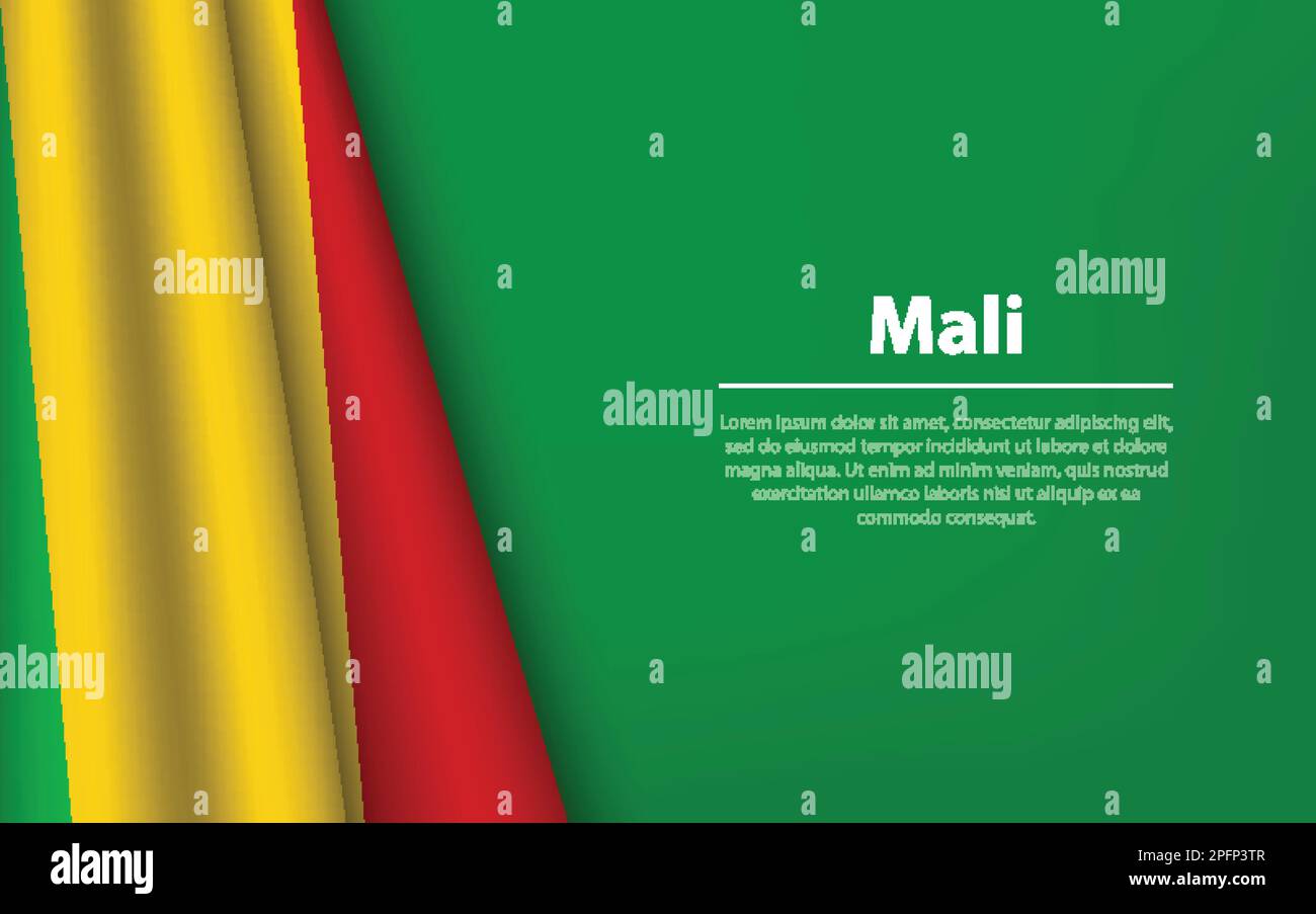 Drapeau d'onde du Mali avec arrière-plan copyspace. Modèle de bannière ou de ruban vectoriel pour le jour d'indépendance Illustration de Vecteur