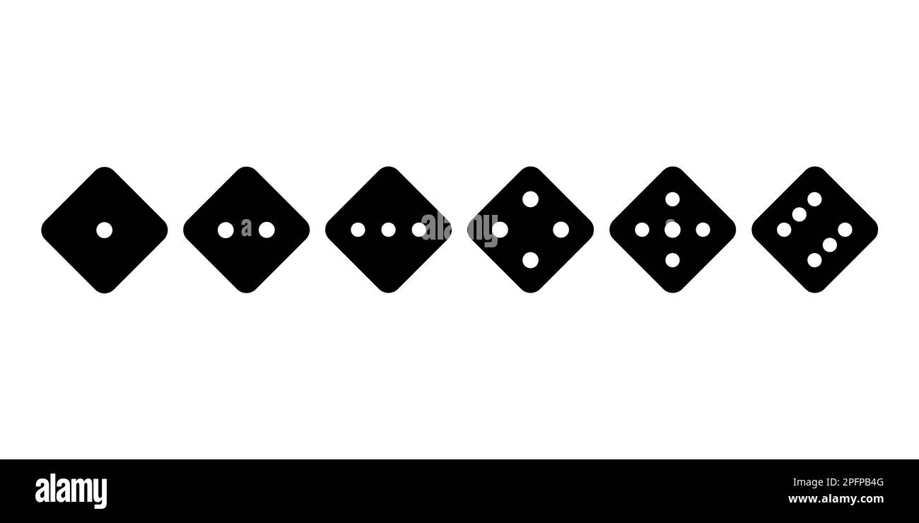 Jeu de dés isolé sur fond blanc. Ensemble de dés de un à six en forme plate et linéaire Illustration de Vecteur